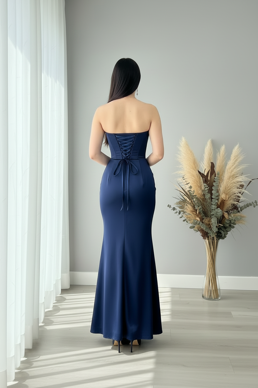 Vestido Azul Marino Corset Sirena cod.419