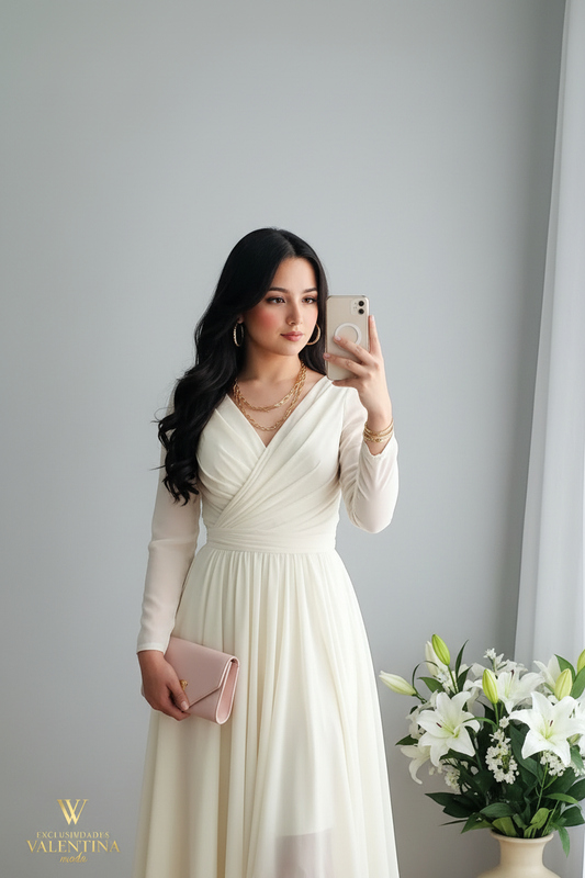 Vestido Blanco Asimétrico Gasa cod.V733