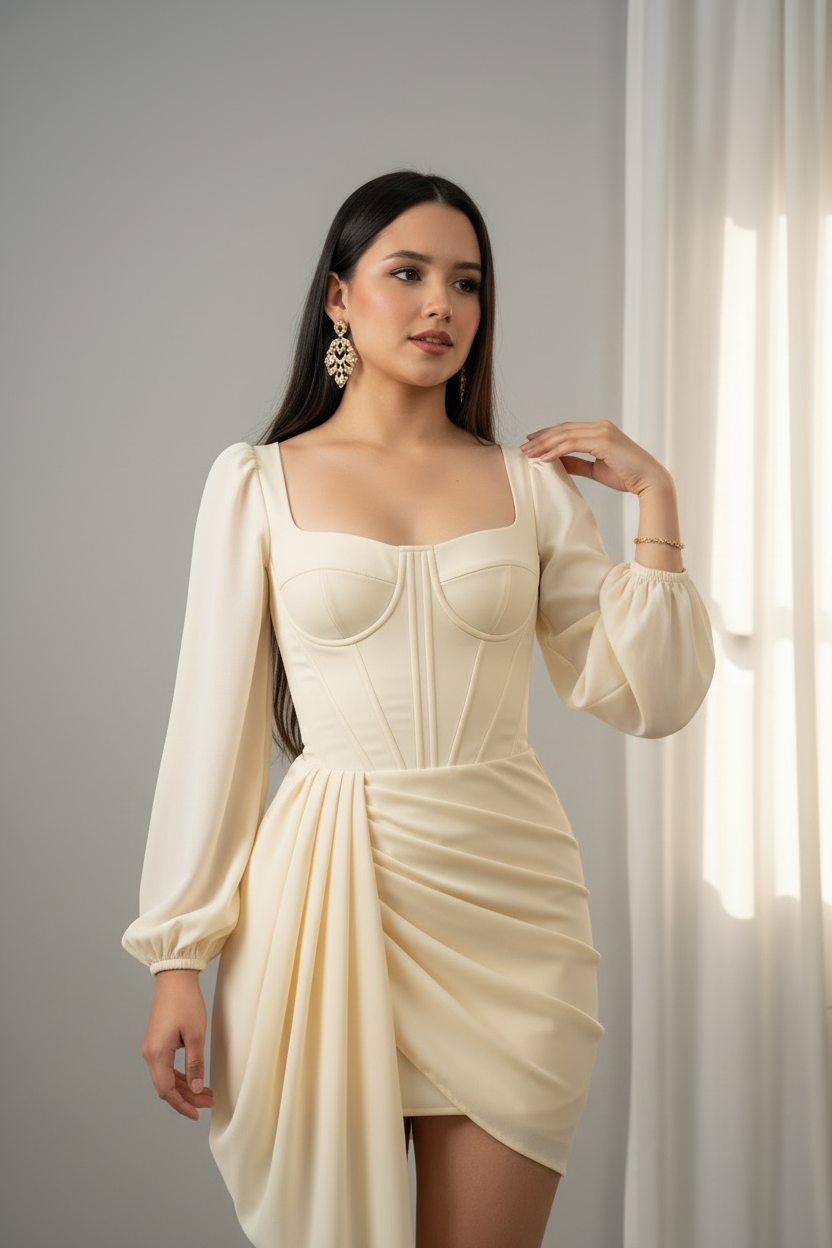 Mini Vestido cream cod.999