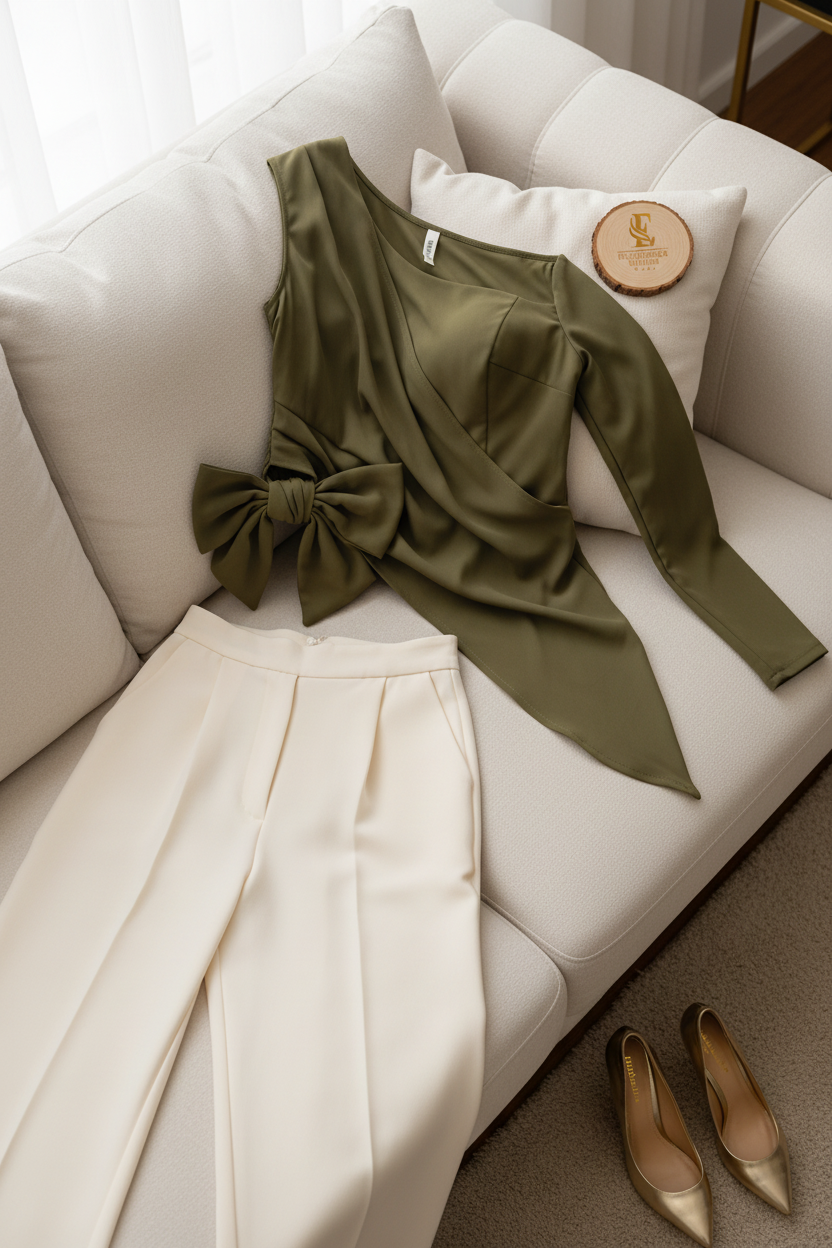 Conjunto Olive Bow & Cream cod.598