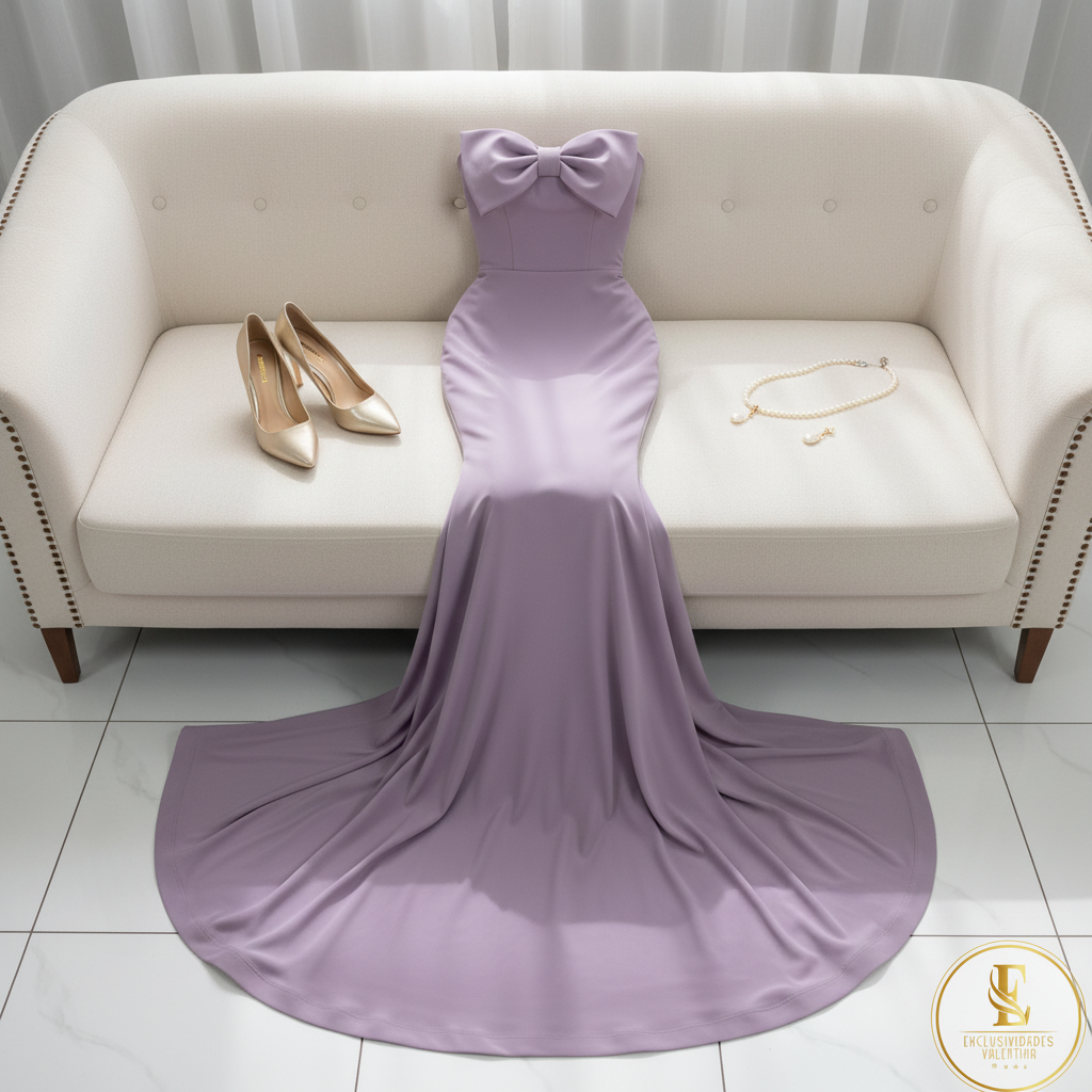 Vestido Lila Sirena con Lazo