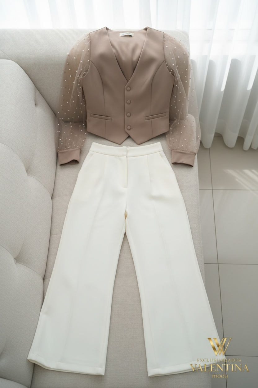 Conjunto Beige  y cream cod.C539