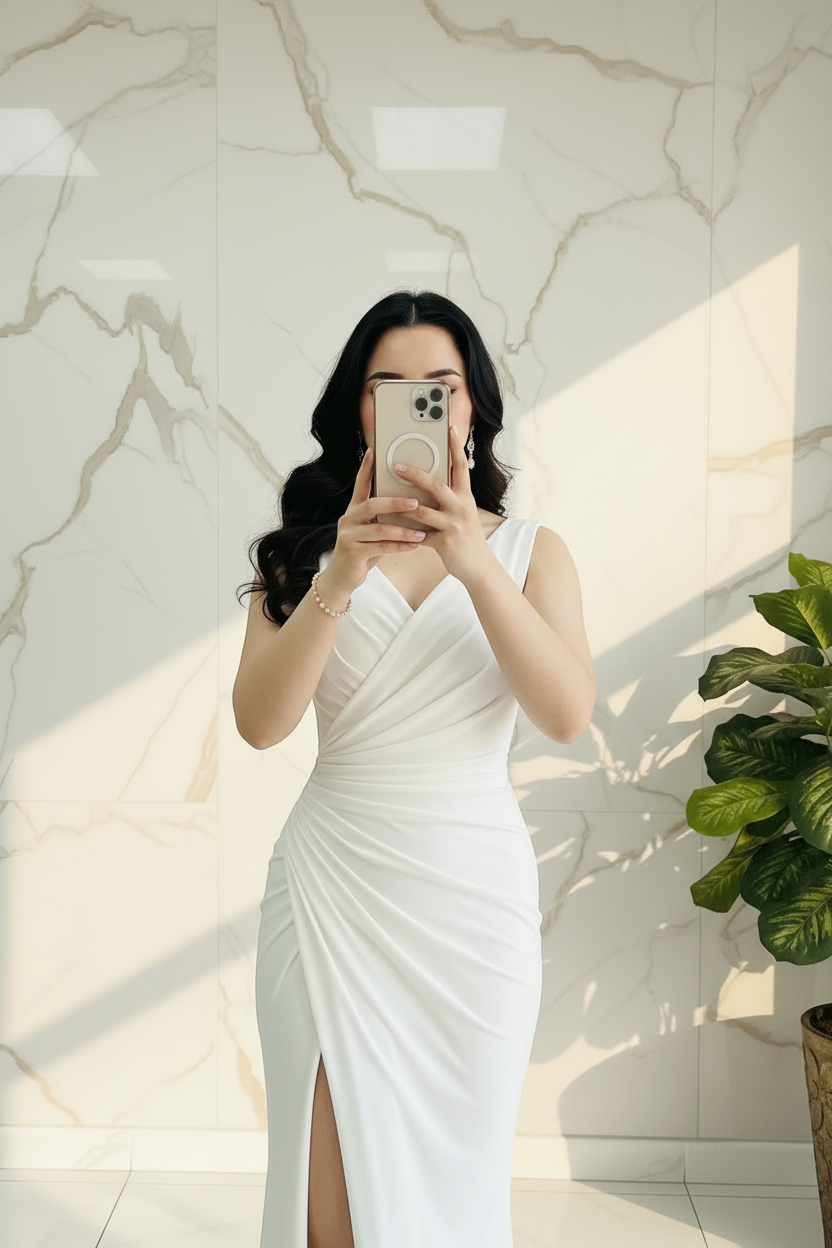 Vestido Blanco Cruzado Drapeado cod.603