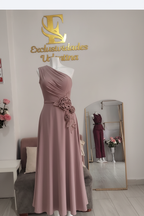 Vestido palo de rosa hombro único C.1925
