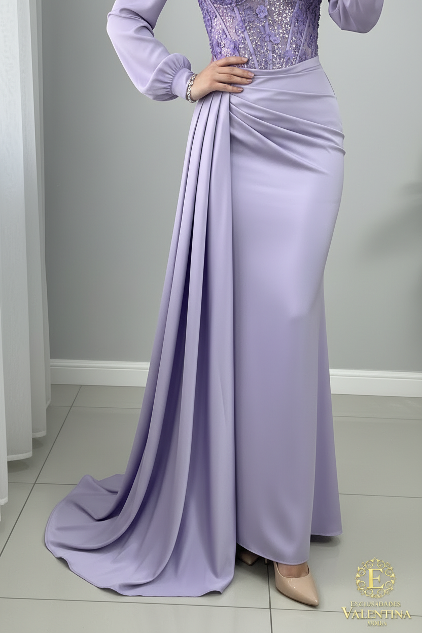 Vestido Lila Off-Shoulder Corset Drapeado cod.915