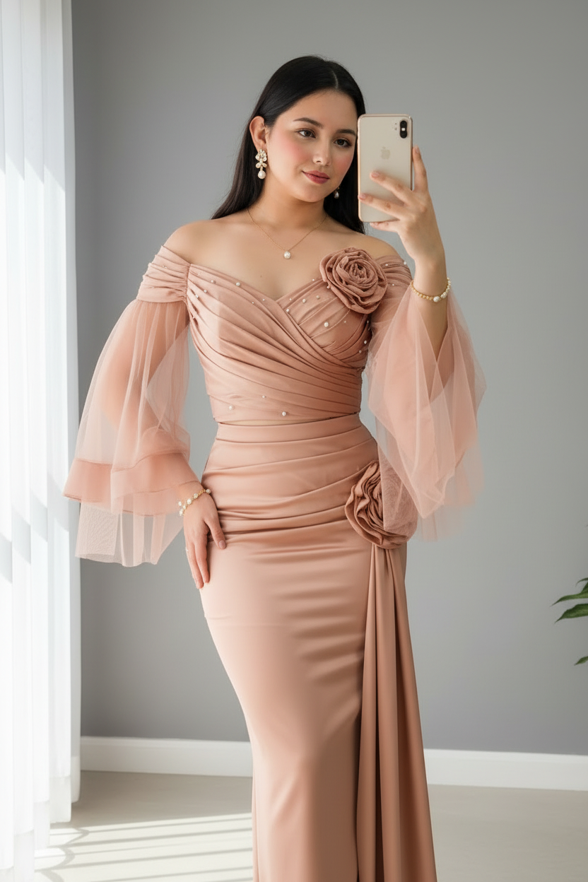 Gown Nude Cobre Exclusiva cod.786