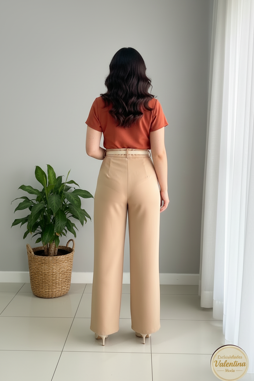 Conjunto 2 Piezas Top Terracota Rosa 3D y Palazzo Beige cod.00135