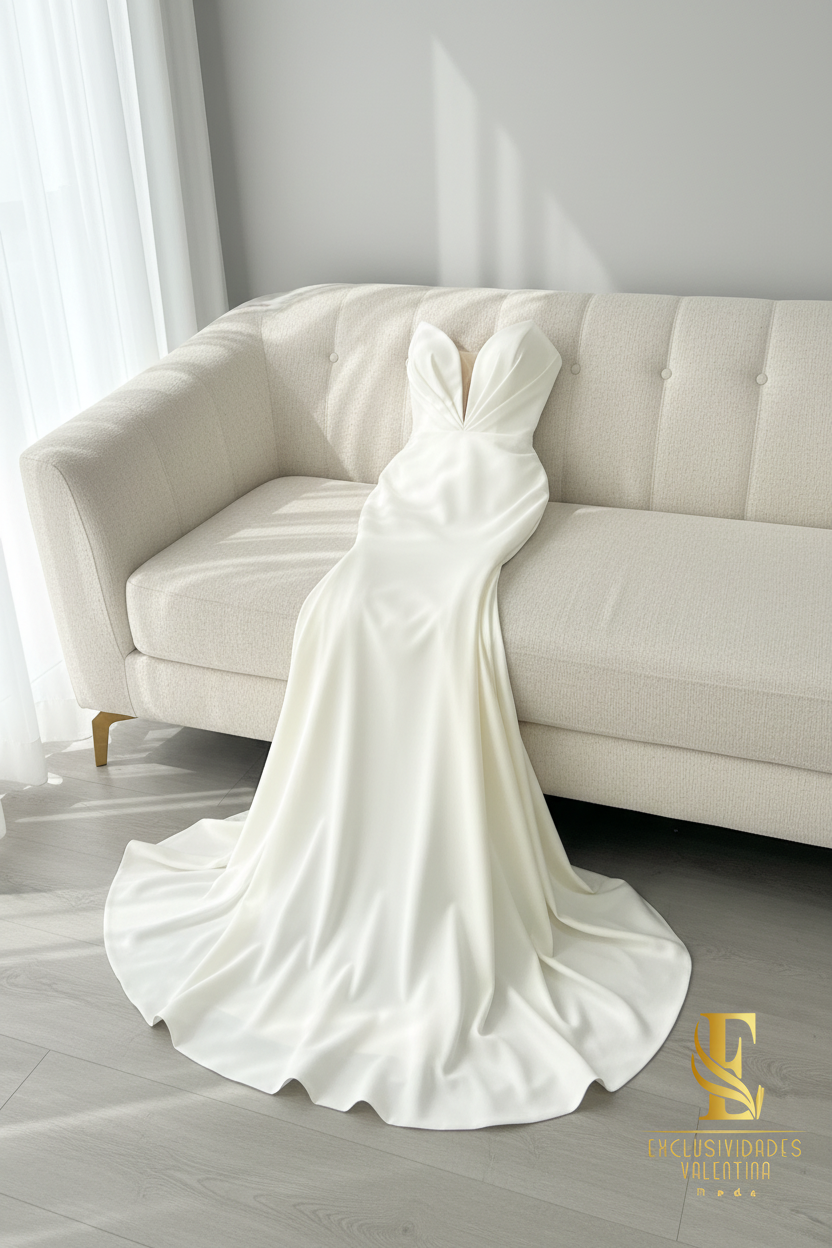 Vestido Novia Sirena Ivory | Escote V Profundo o cod.V435