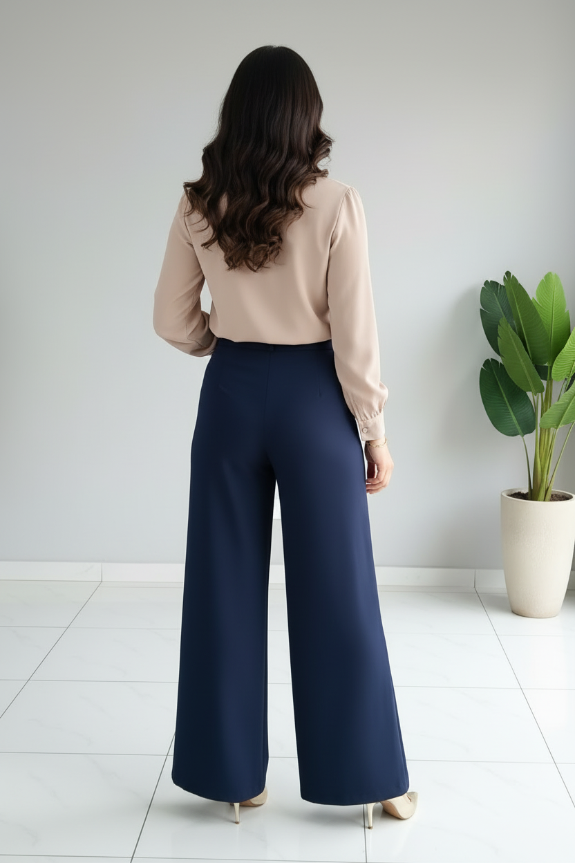Conjunto Champagne Bow & Navy Palazzo cod.570