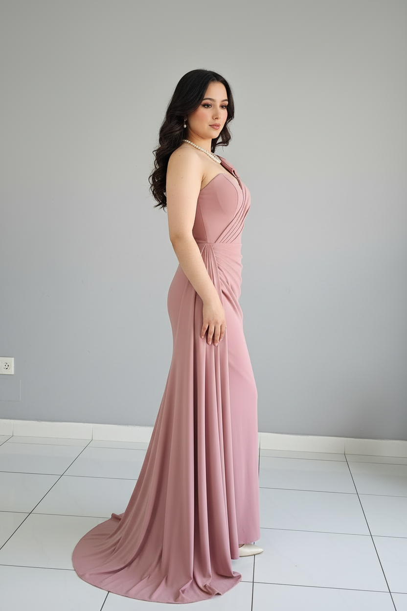 Vestido Dusty Rose Bow Sirena con Cola cod.581