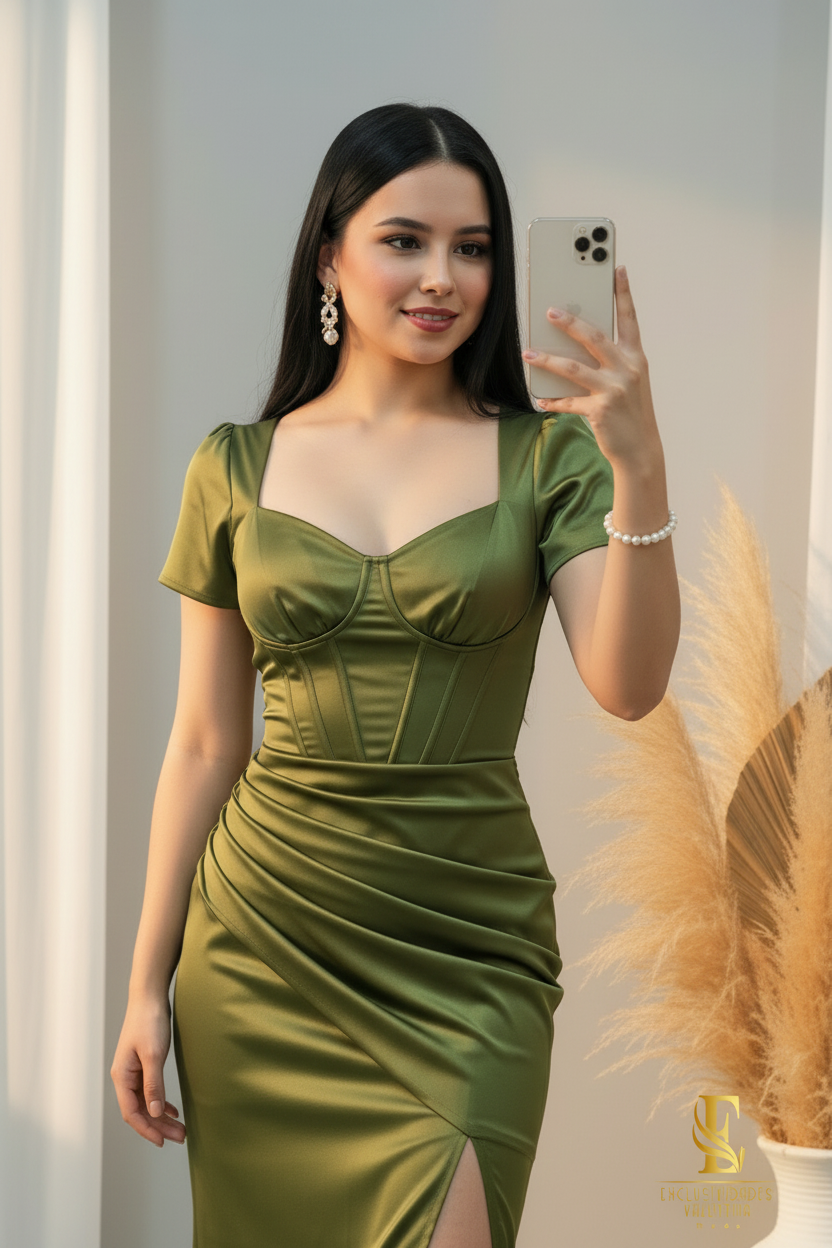 Vestido Olive Corset Slit cod.V214