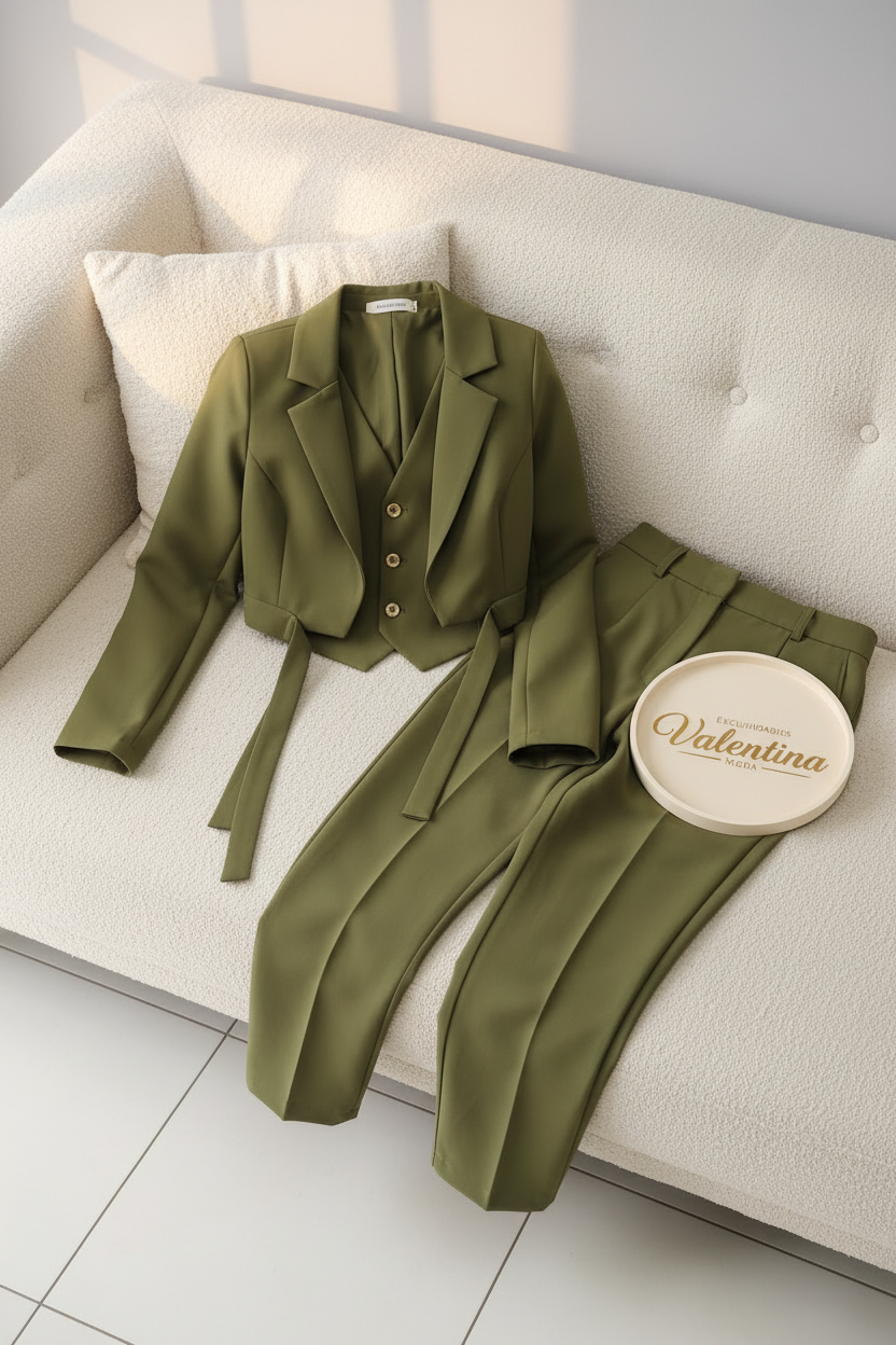 Traje Verde Oliva 3 Piezas cod.630