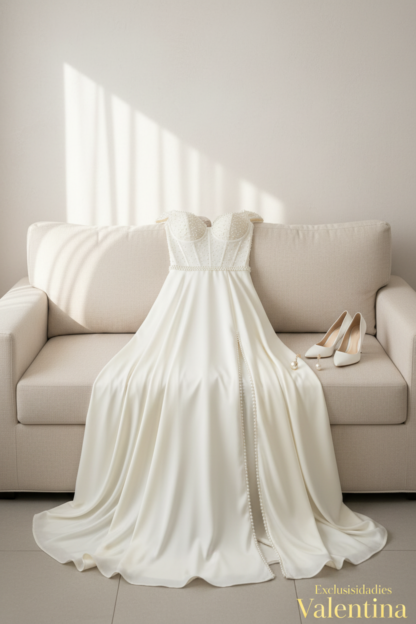 Vestido Blanco · Corset de Perlas cod.V257