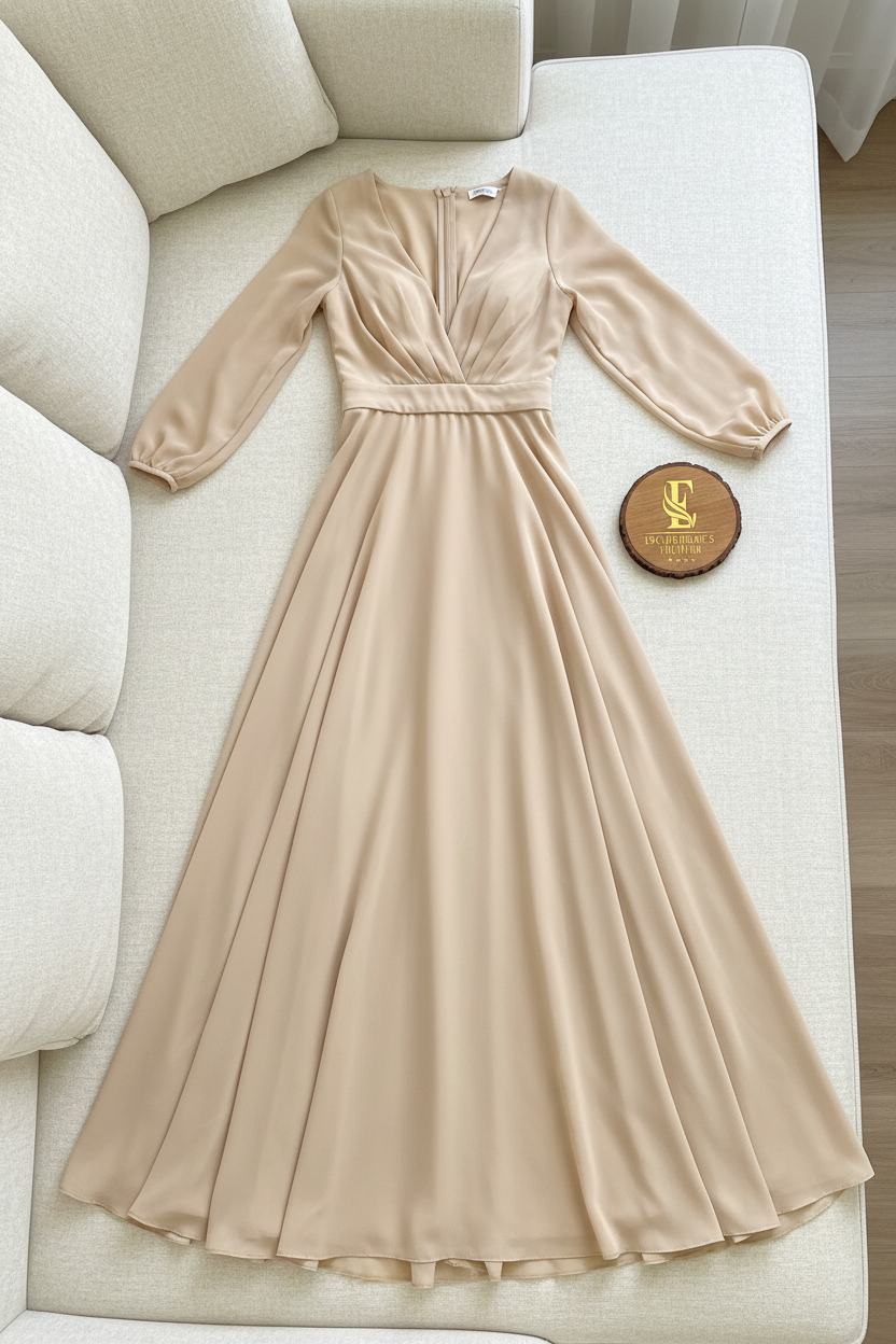 Gown Champagne Gasa Exclusiva cod.787