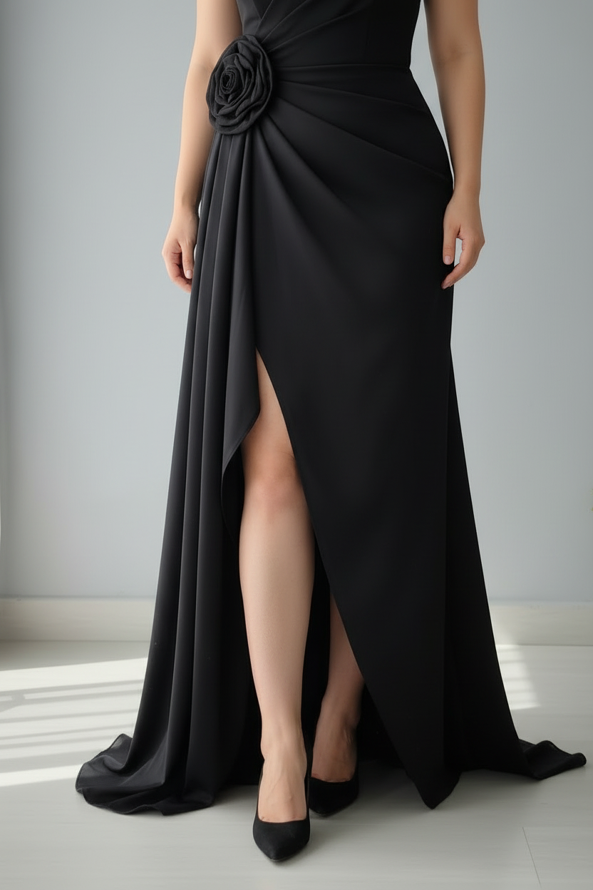 Vestido Negro Rosa cod.747