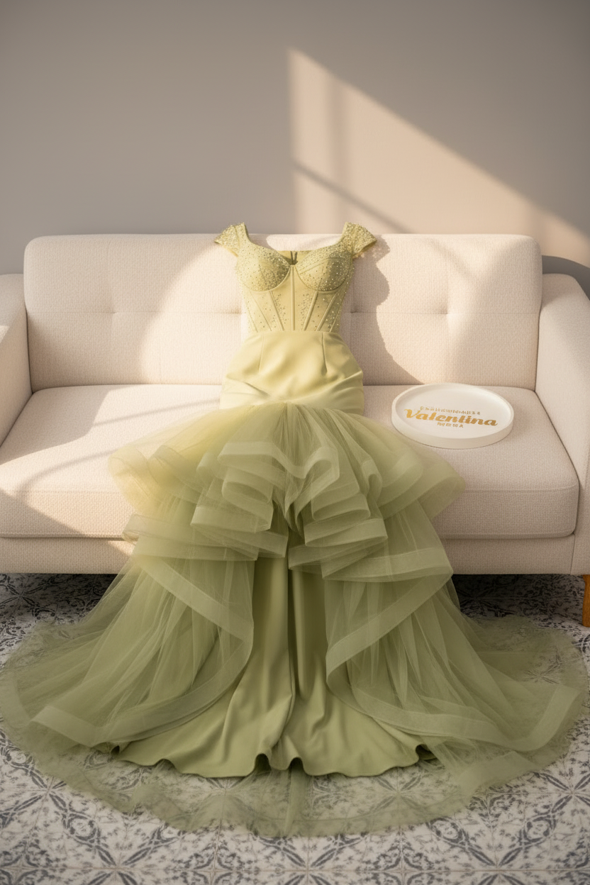 Vestido Sirena Verde Sage cod.616