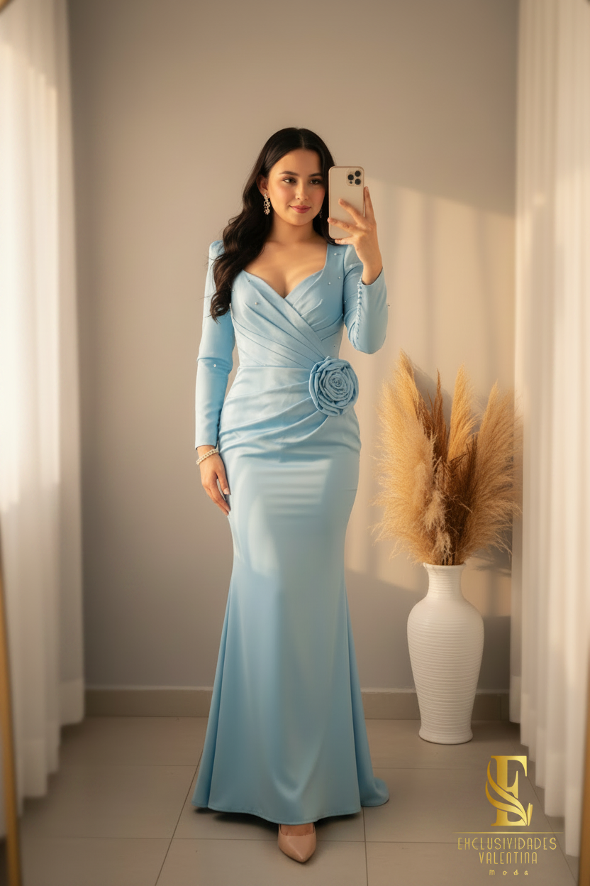 Vestido Ciel Satin Rose cod.V206