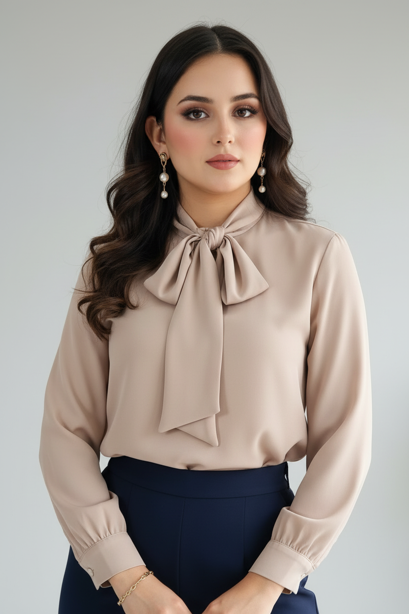 Conjunto Champagne Bow & Navy Palazzo cod.570