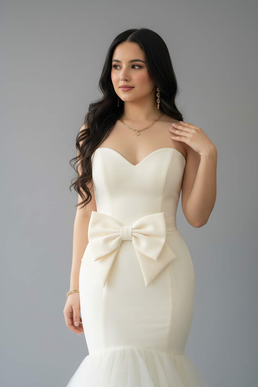 Vestido Sirena Blanco Lazo cod.611