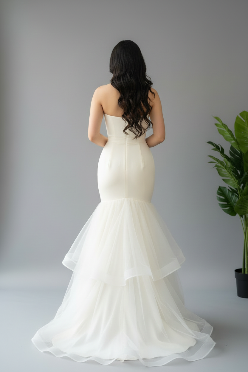Vestido Sirena Blanco Lazo cod.611
