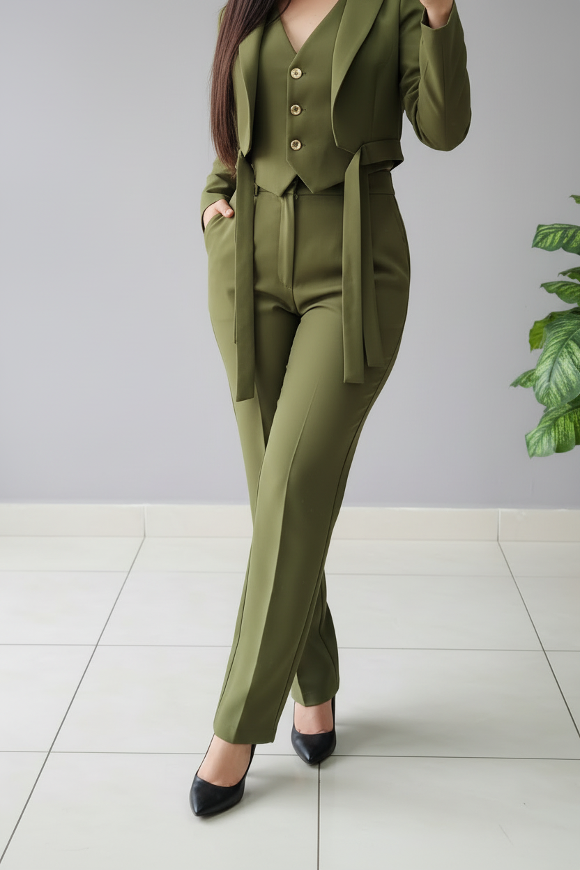 Traje Verde Oliva 3 Piezas cod.630