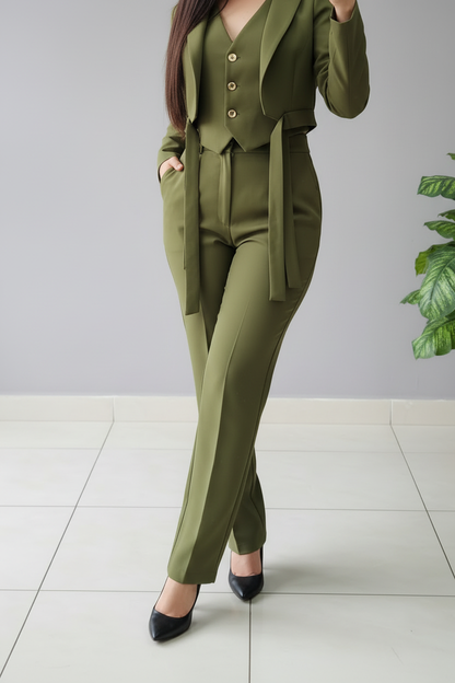 Traje Verde Oliva 3 Piezas cod.630