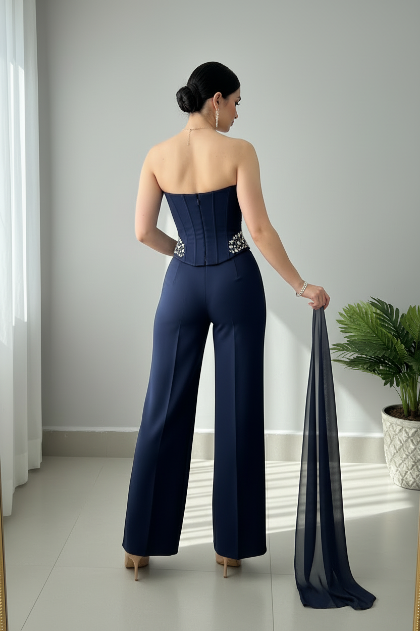 Set Azul Marino Corset con Capa Exclusivo cod.795
