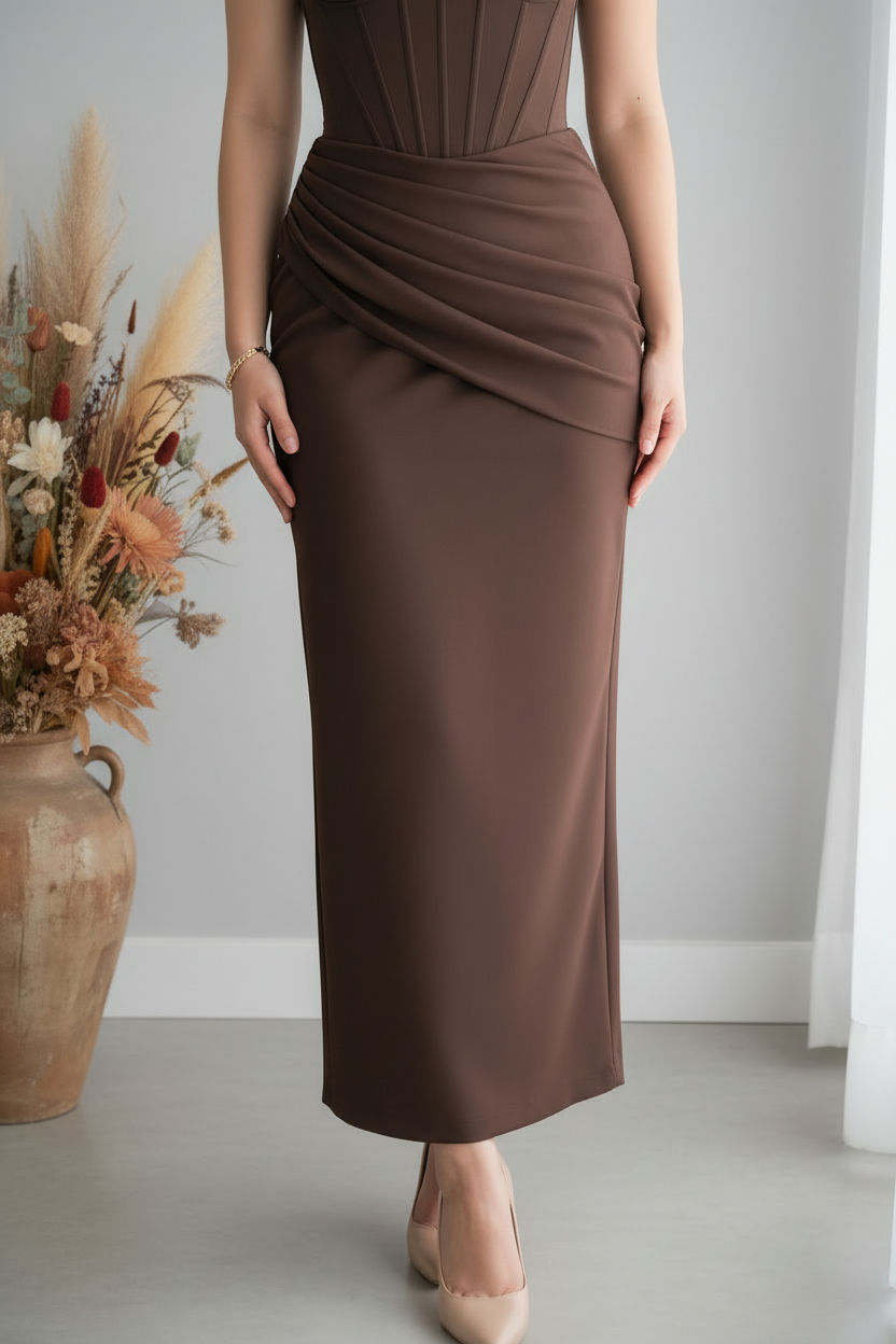 Vestido Chocolate Corset Strapless cod.V418