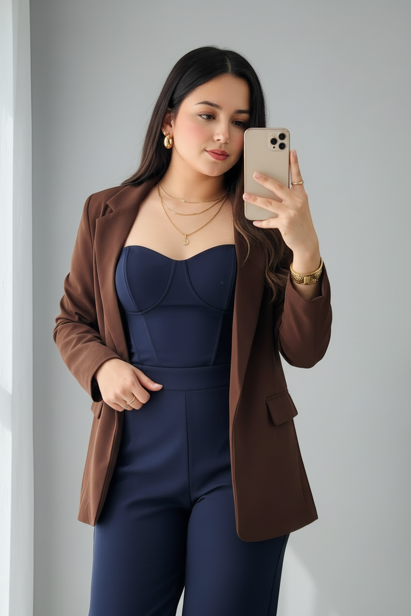 Conjunto Azul Marino con Blazer Café cod.750