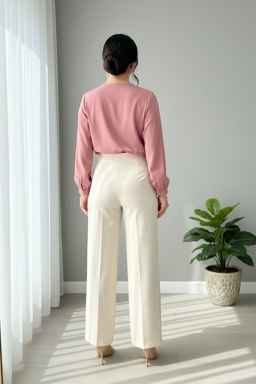 Blusa Rosa Palo — Escote V Cruzado & Rosa D cod.867