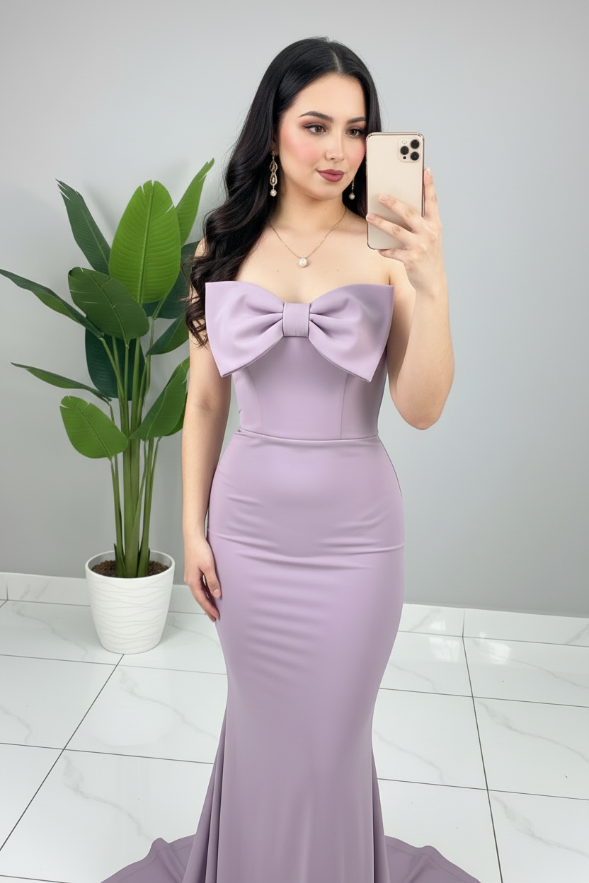 Vestido Lila Sirena con Lazo