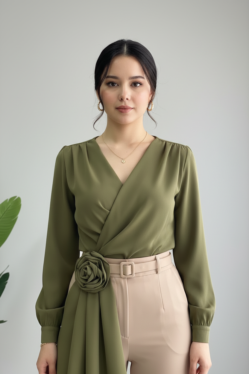 Conjunto Dos Piezas Verde Oliva & Beige — cod.785