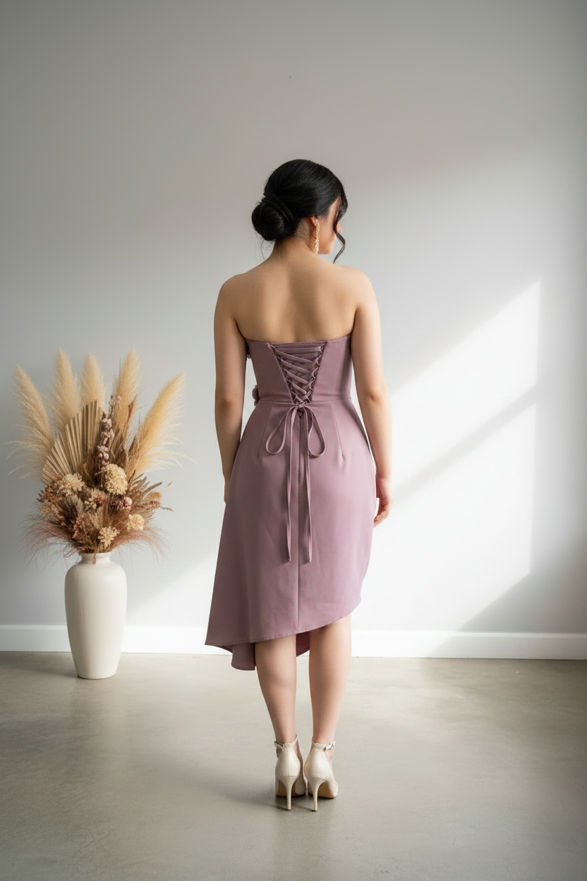 Vestido Corset Lila Rosas 3D