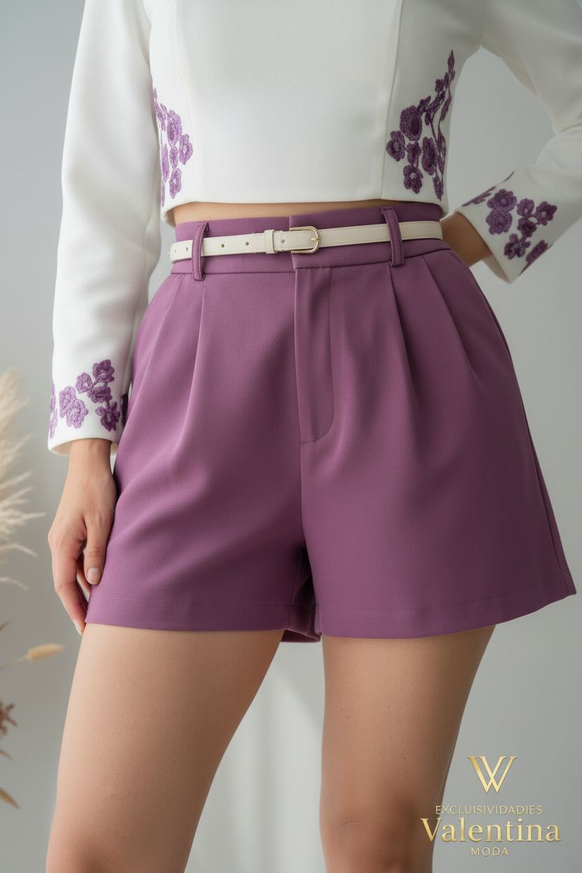 Conjunto  Bordado & Short Morado cod.C792