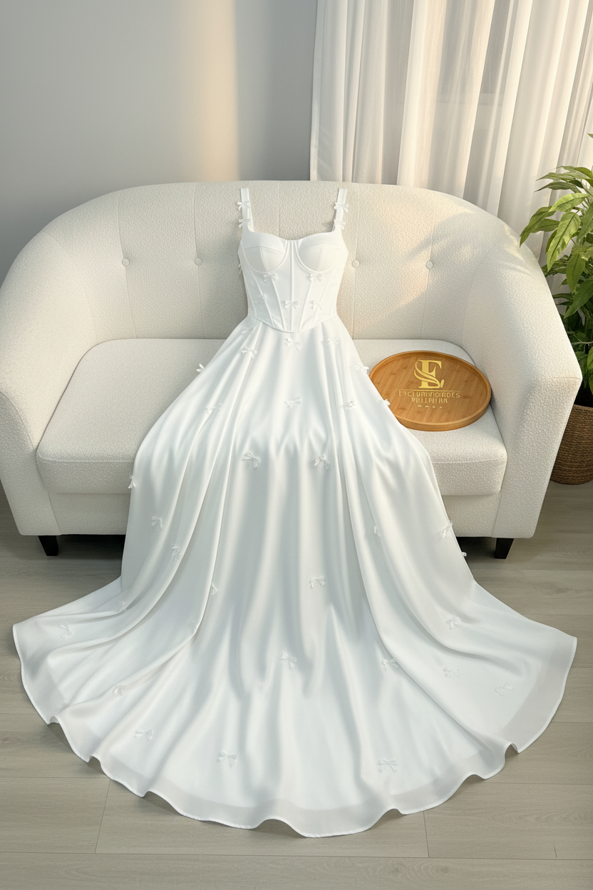 Vestido Blanco de lacitos Corsét exclusivos cod.995