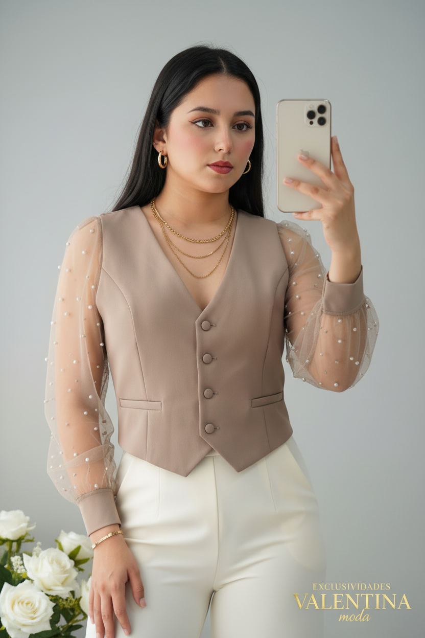 Conjunto Beige  y cream cod.C539