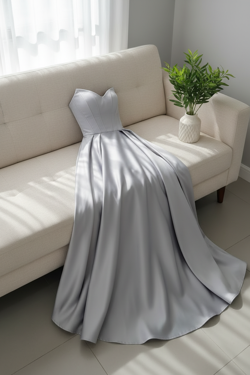 Vestido Gris formal elegante cod.V680