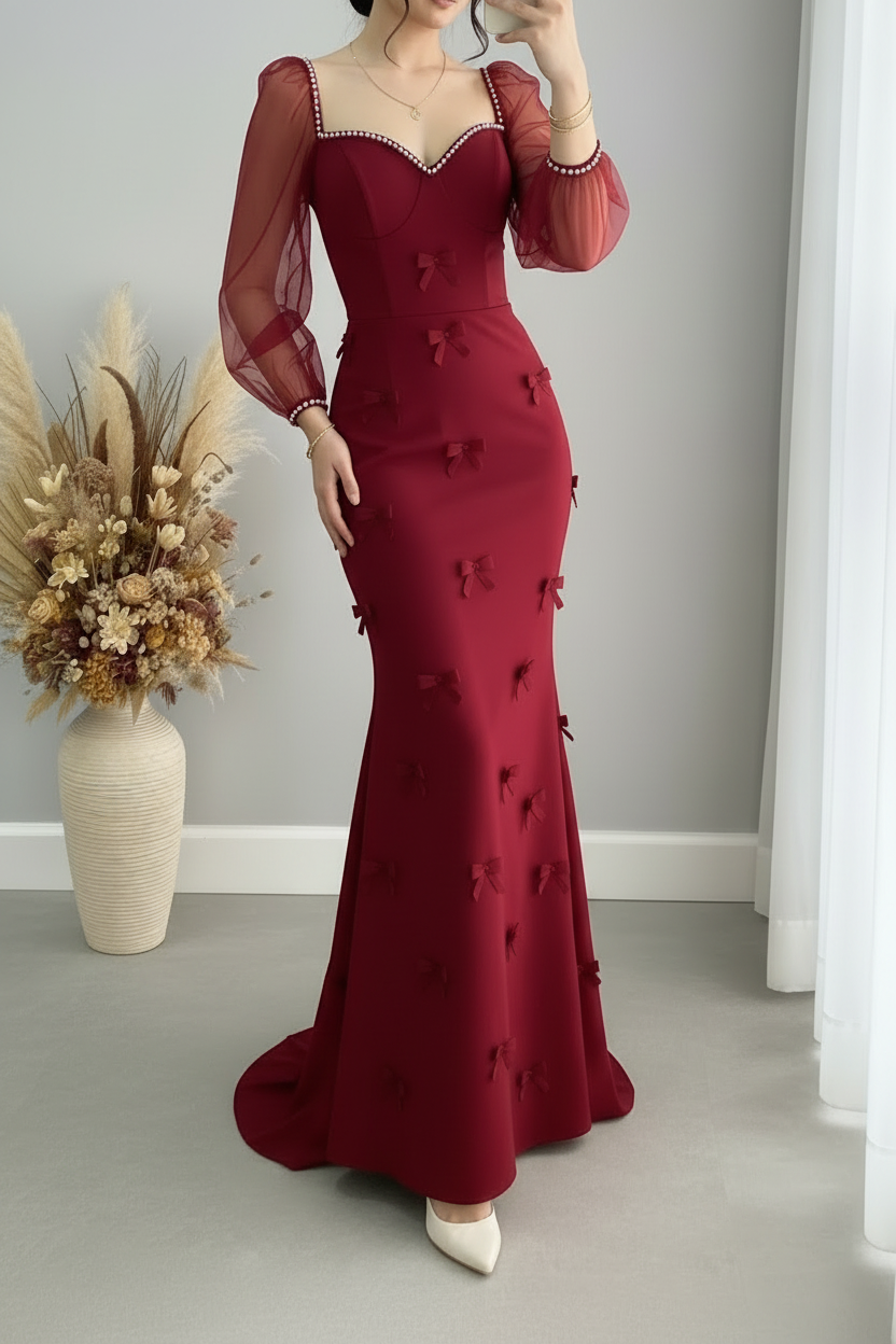 Vestido Vino Lazos Tul cod.V413