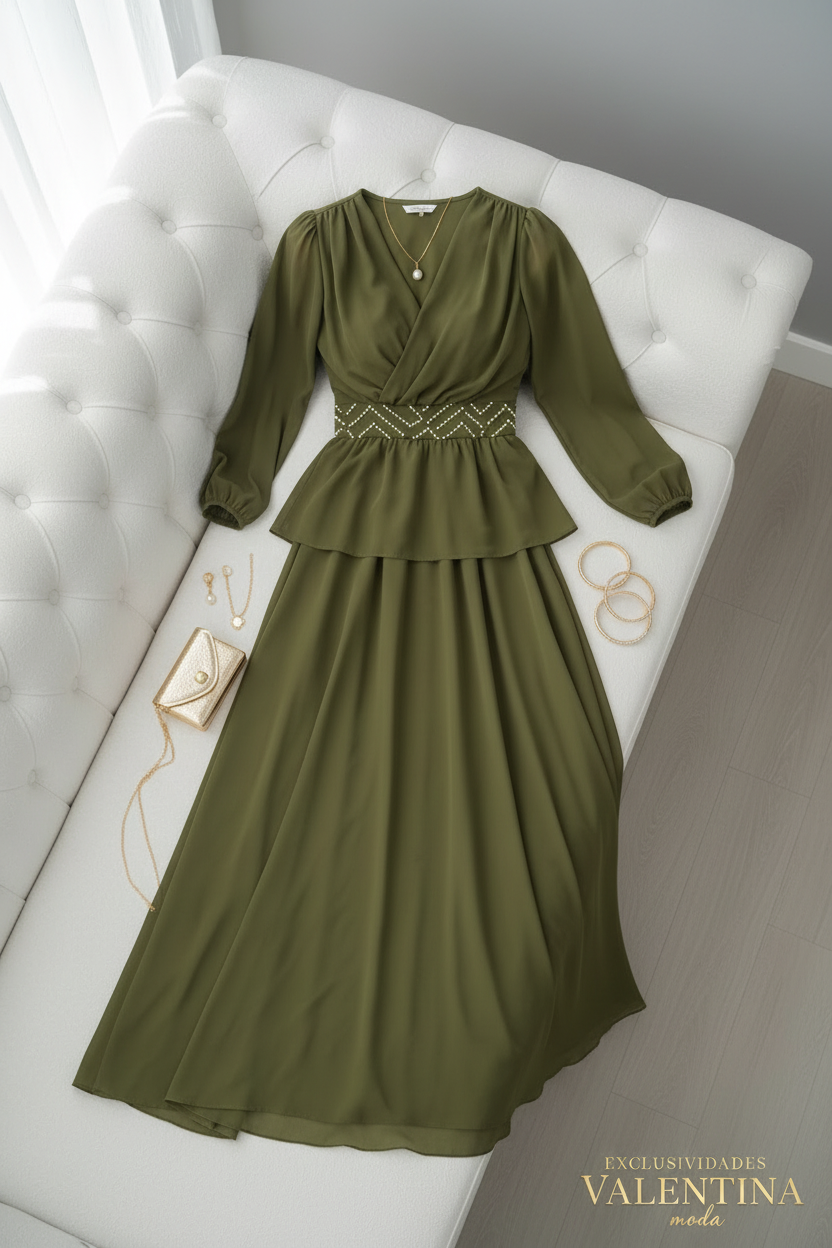 Conjunto Dos Piezas Verde Militar Manga Larga cod.C705