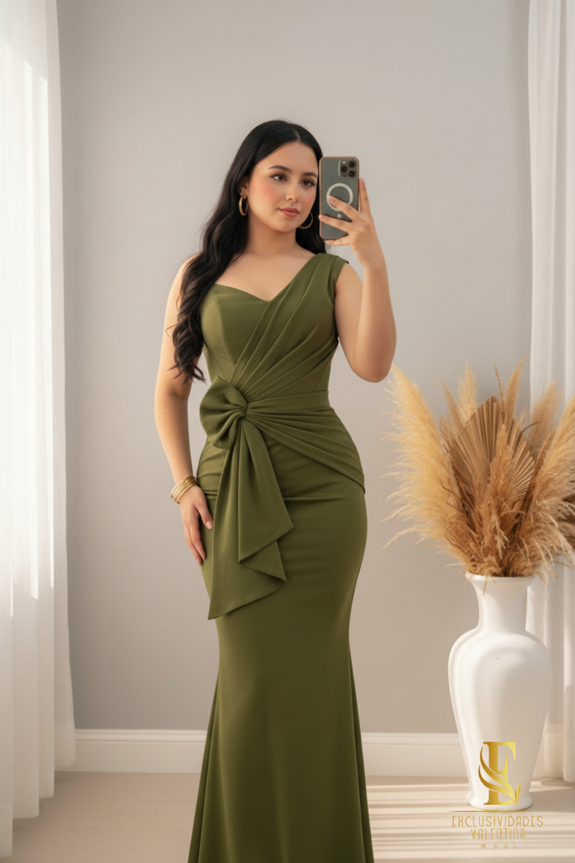 Vestido Sirena Verde Olivo cod.00184