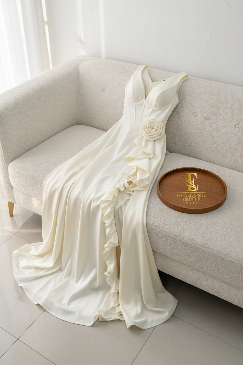 Vestido Ivory Rosa Satén cod.991