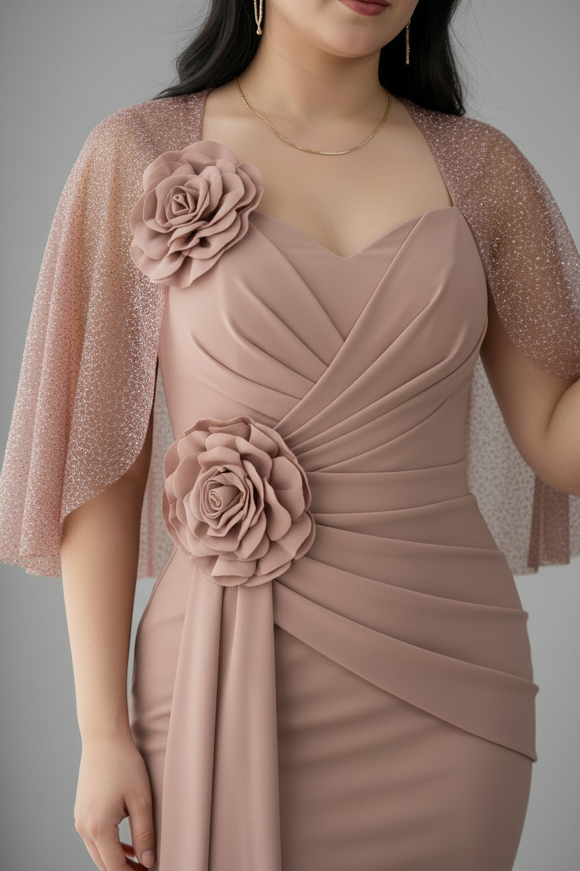 Vestido Rosa Mauve con Rosas D cod.708