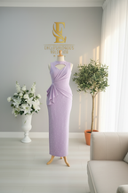 Vestido Largo Lila Lavanda Sin Mangas cod.V979