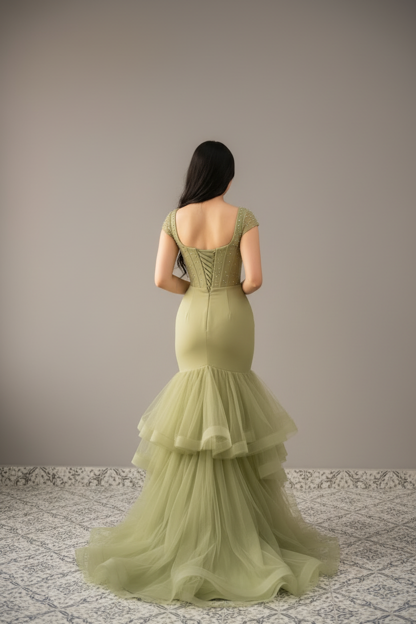 Vestido Sirena Verde Sage cod.616