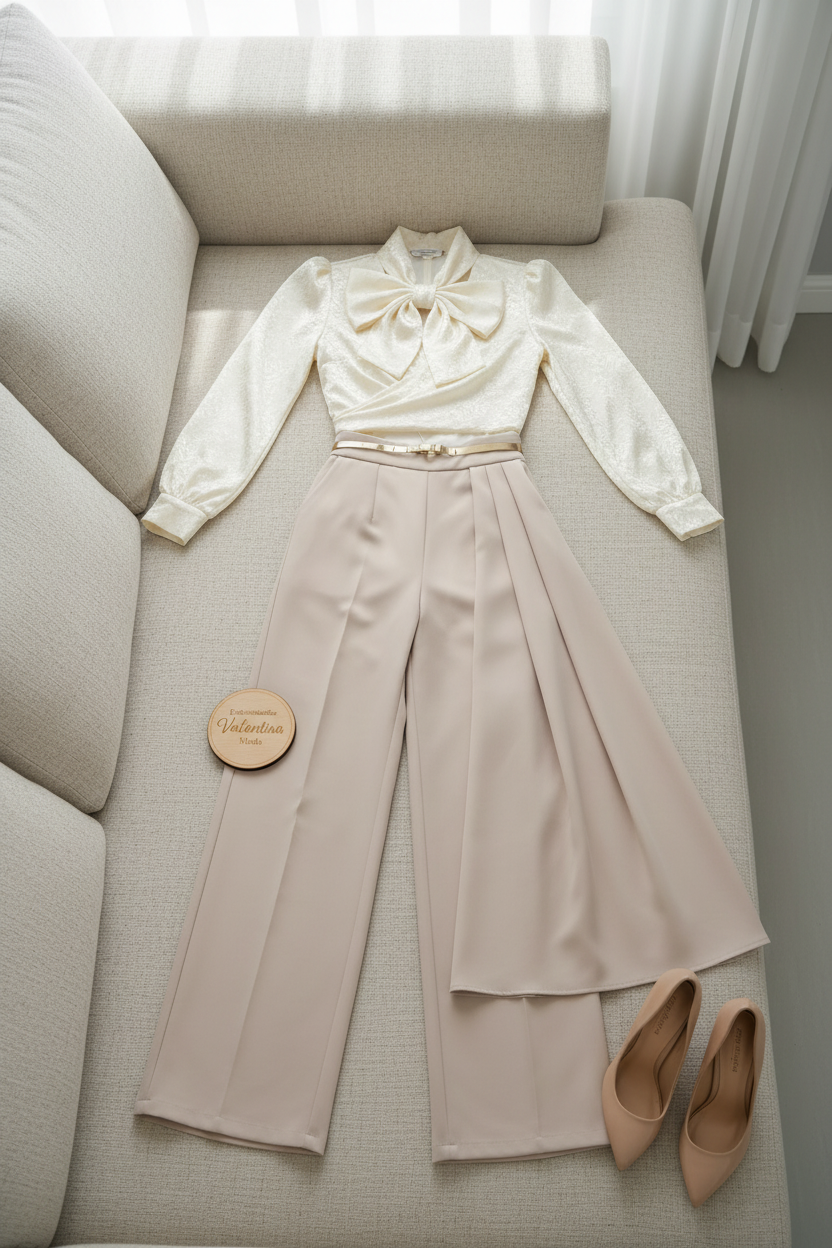 Conjunto Ivory Bow & Beige  cod.695