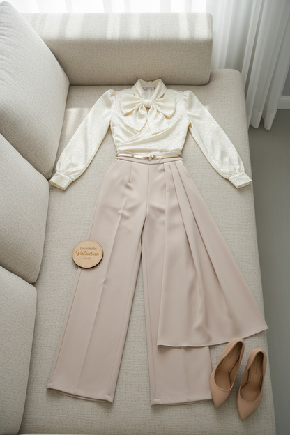 Conjunto Ivory Bow & Beige  cod.695