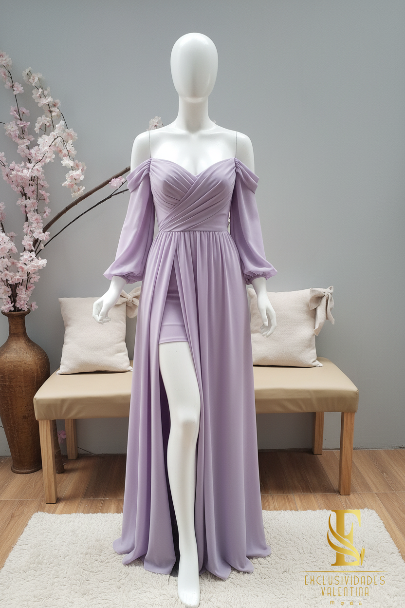 Vestido Lila Off-Shoulder cod.V339