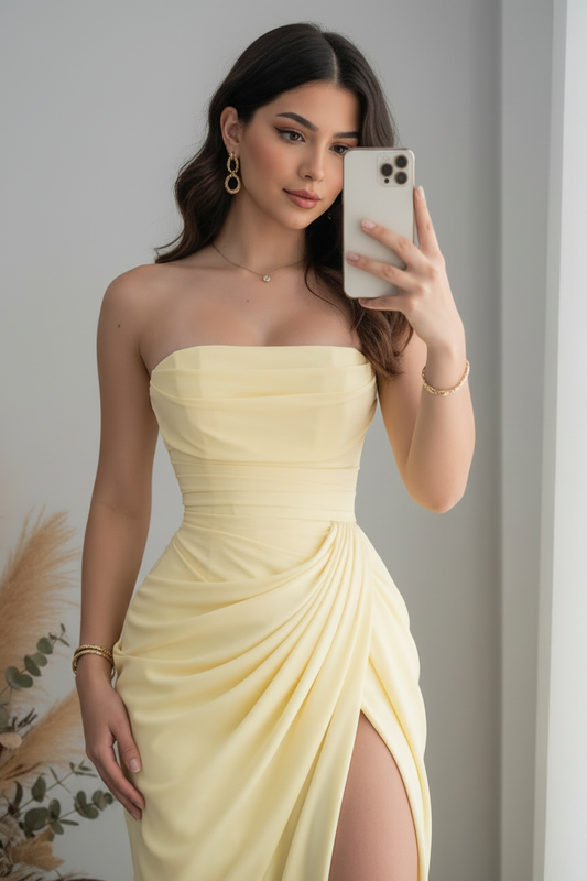 Vestido Amarillo Pastel Corset cod.V412