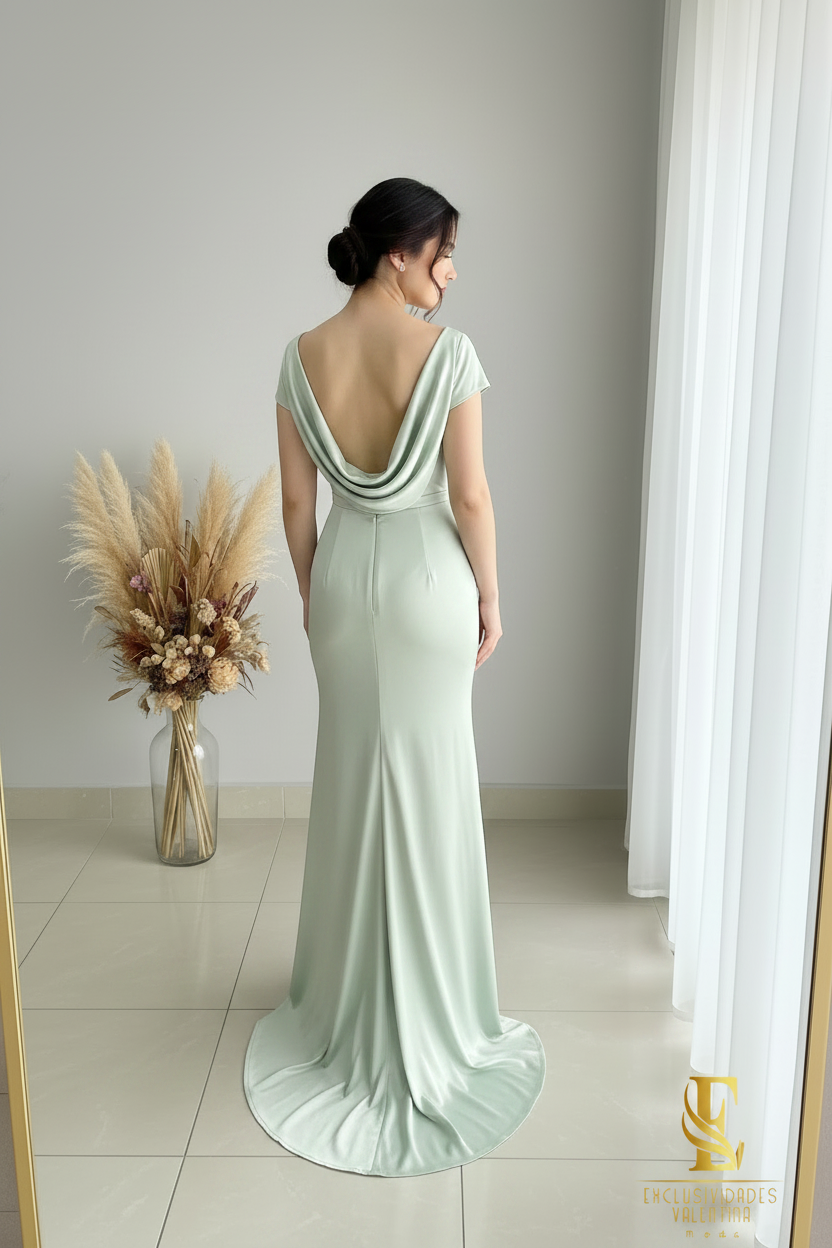 Vestido Sirena Verde Menta | cod.V432