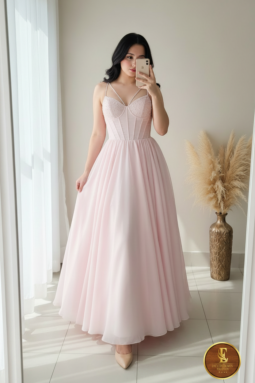 Vestido Rosa Tul Corsé cod.0084